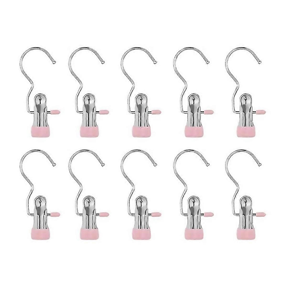 For Laundry Hooks Hanging Clip Clotheshat Pants Towel 10pc Pink