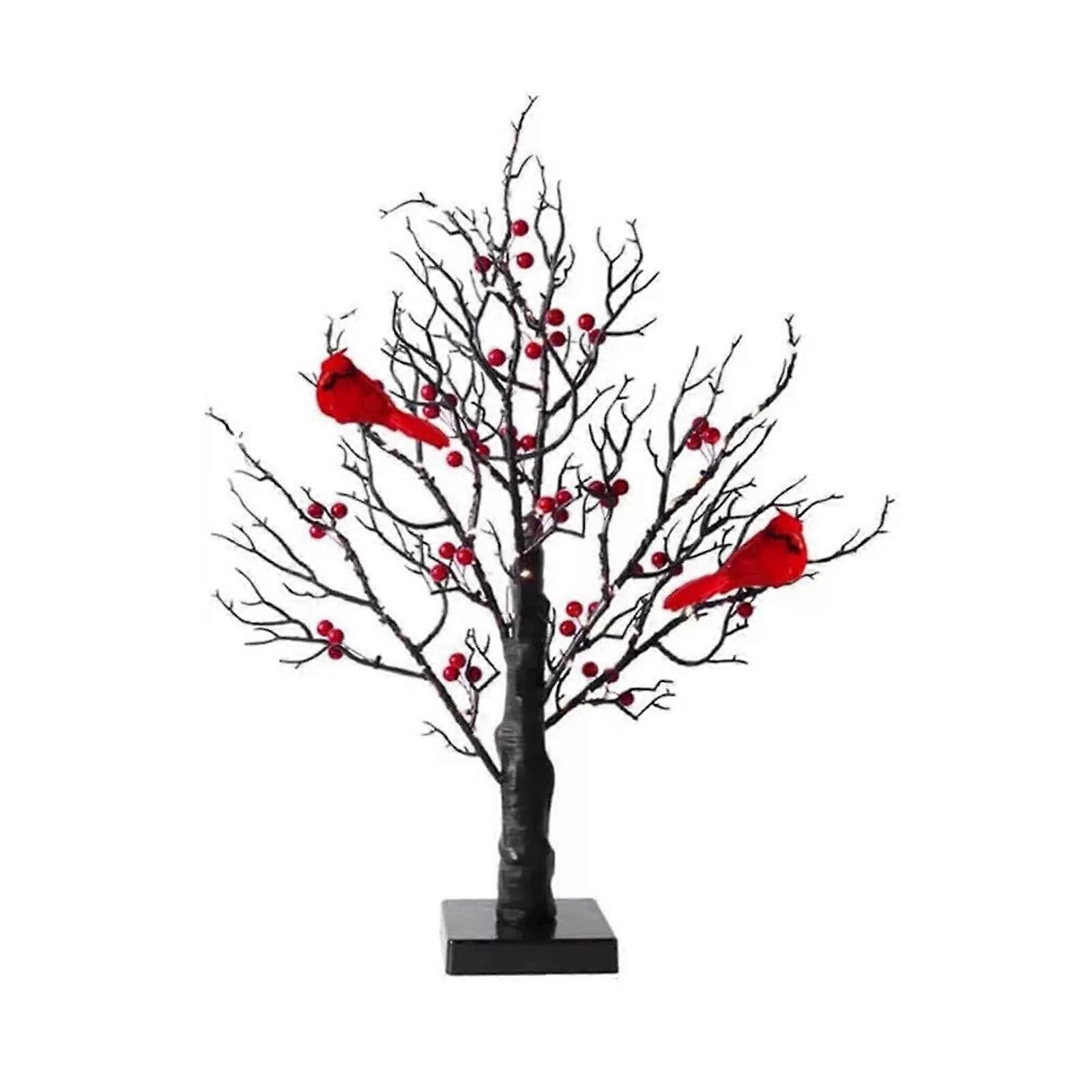 LED Vintage Glowing Tree With Cardinals Battery Operated Twinkle Tree Lamp Lighted Branches For Halloween Christmas