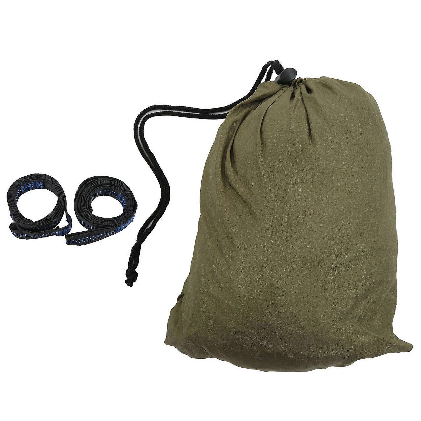 Double Hammock Lengthened Nylon 2 Person Hammock for Camping Backpacking Hiking Courtyard Backyard Military Green