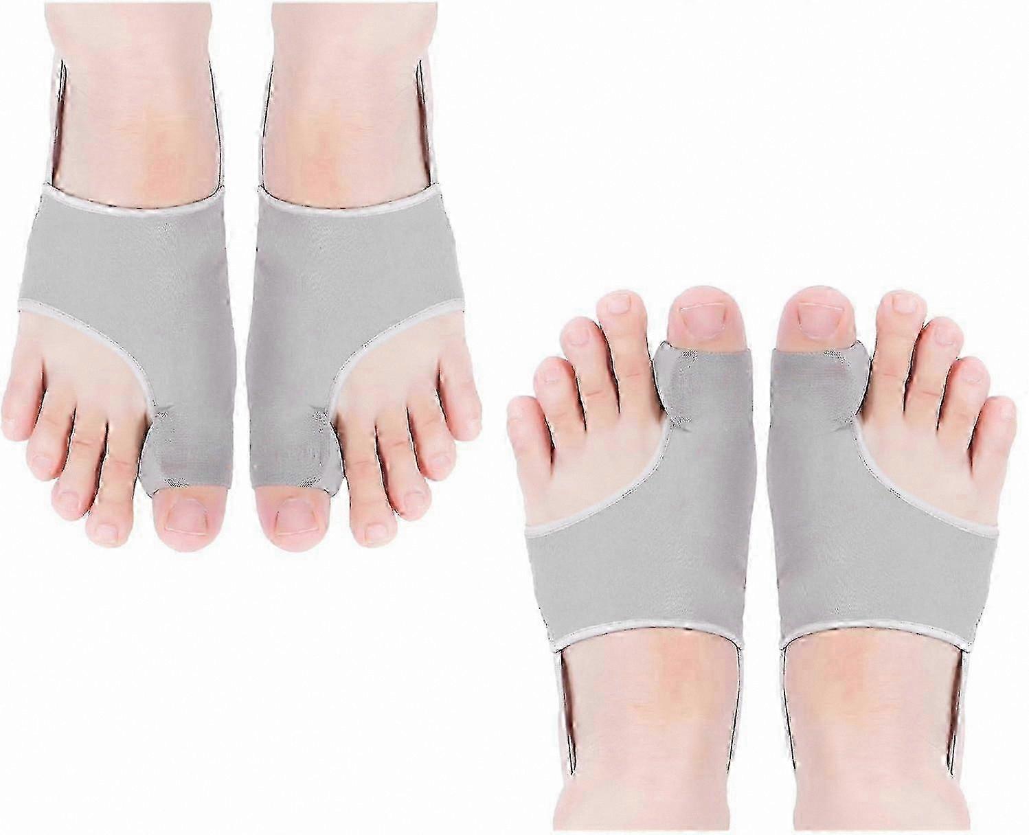 Adjustable Toe Separator with Silicone Pads for Big Toe Bunion Correction (Grey, 2 Pairs)