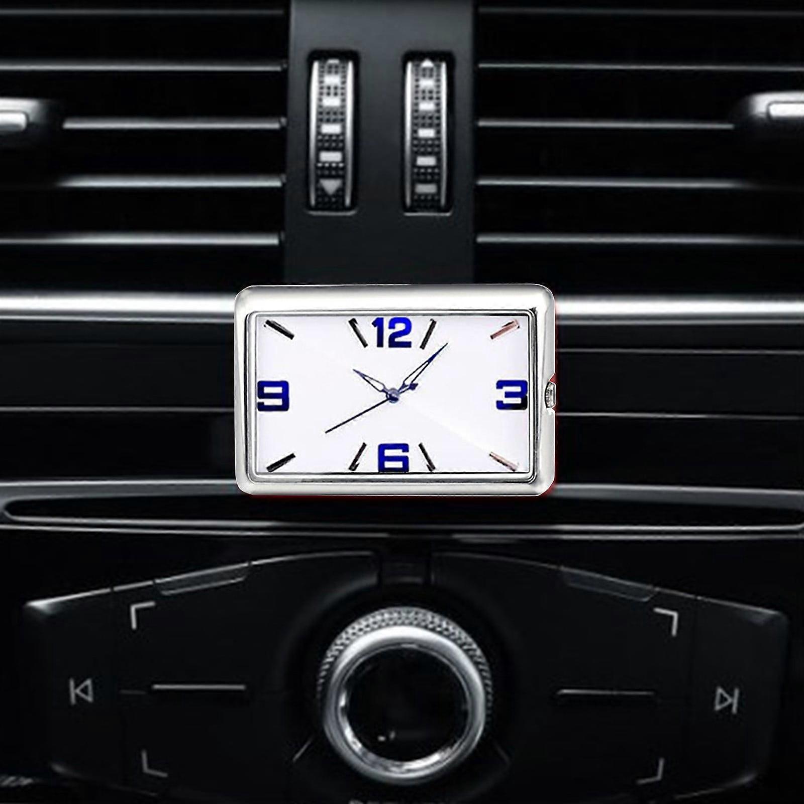 Car Dashboard Digital Clock with Jumbo LCD Time & Day Display, Mini Automotive Stick On Watch, for Car Truck Dashboard & Air Vent, Silver E