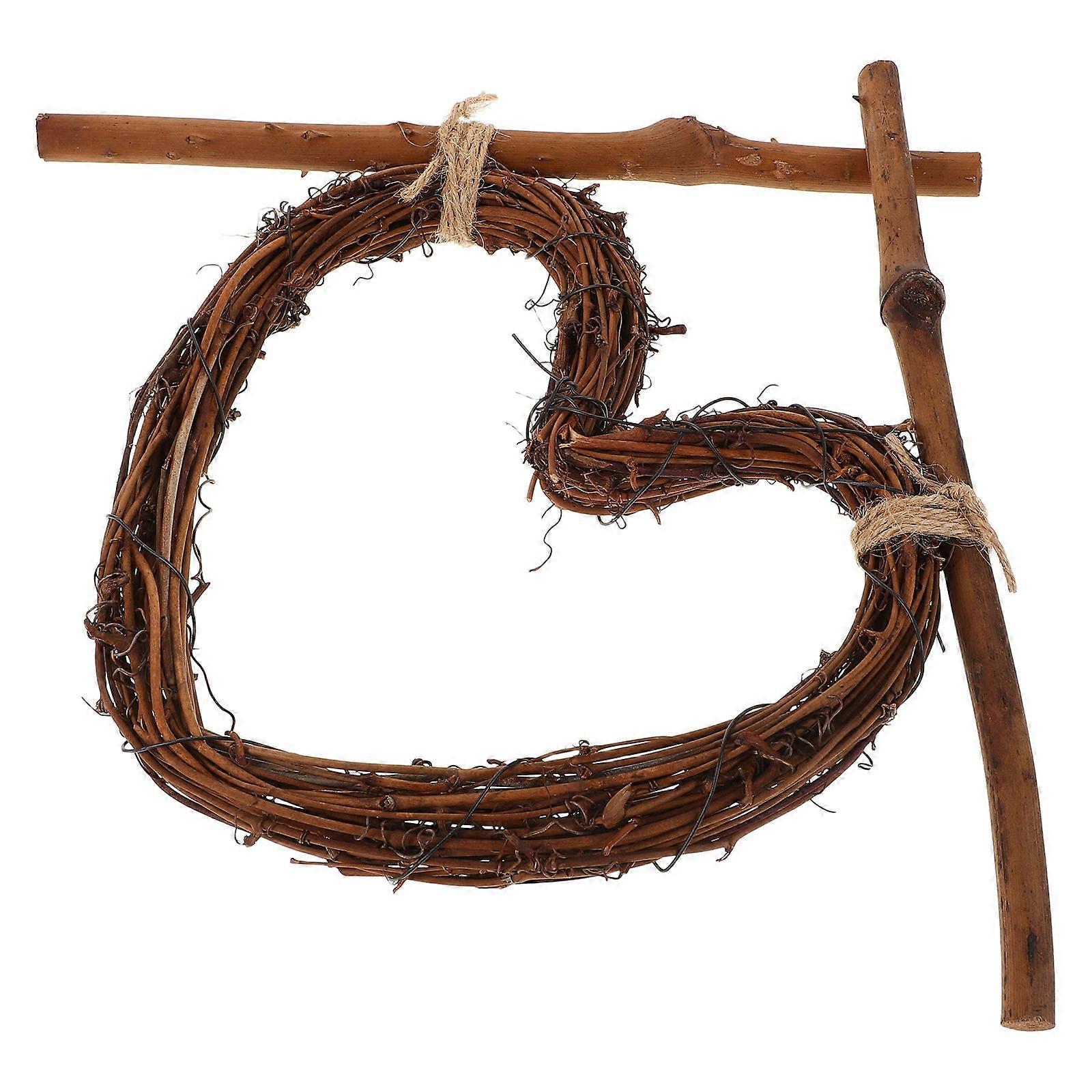 2Pcs Heart Shape Rattan Wreath for Rustic Wedding Decoration