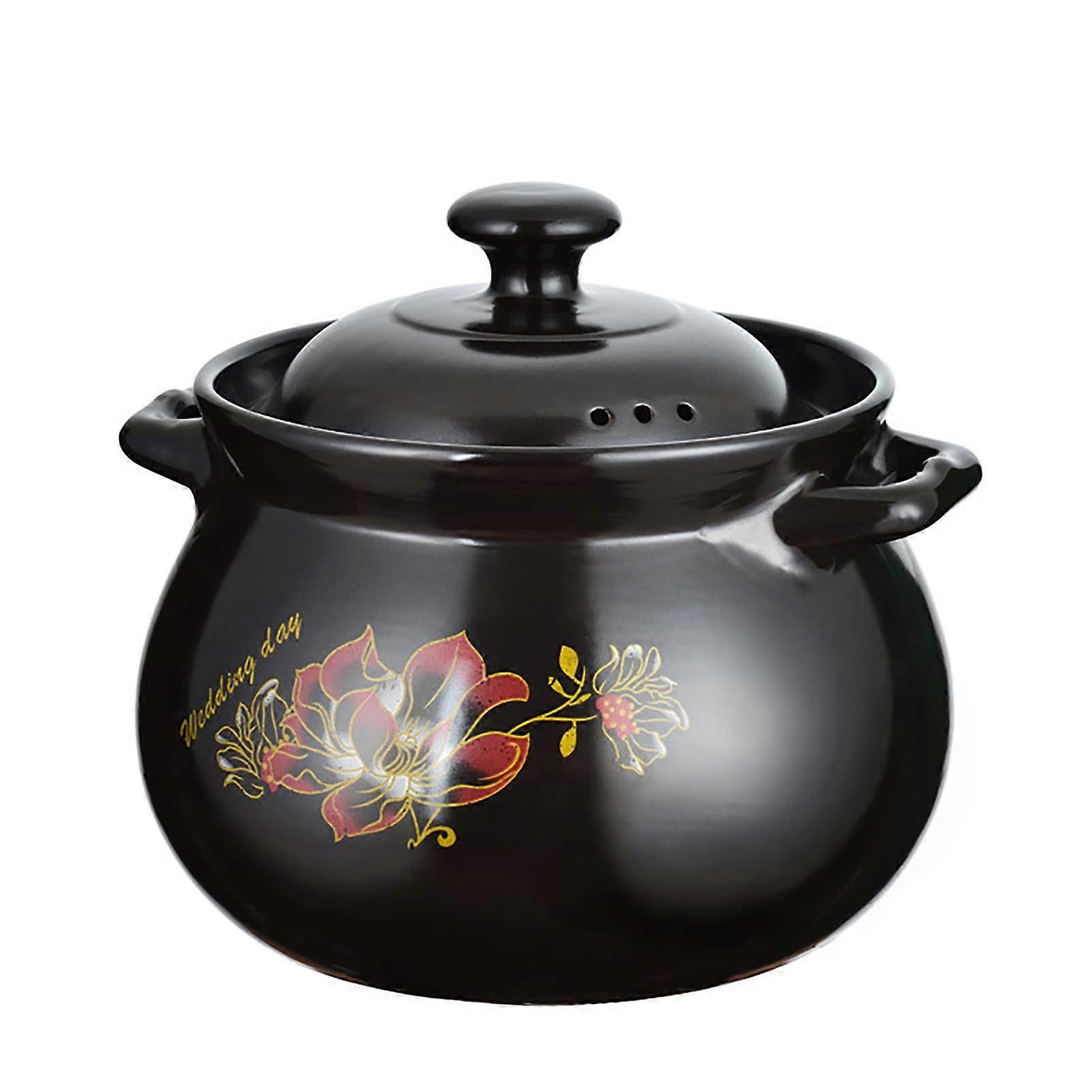 Ceramic Casserole Clay Pot 7.3L Black ScratchResistant Stockpot For Stew, Soup, Steam Versatile Ceramic Cookware