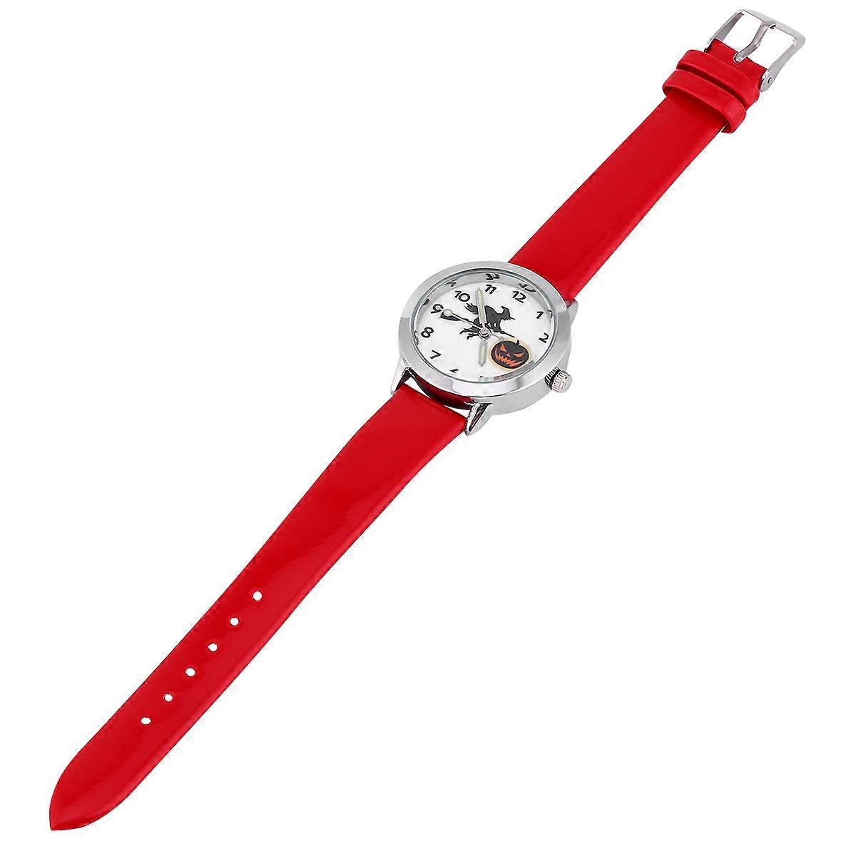 Quartz Watch for Kids Luminous Pointer Witch Pumpkin Lantern 1Pcs Red