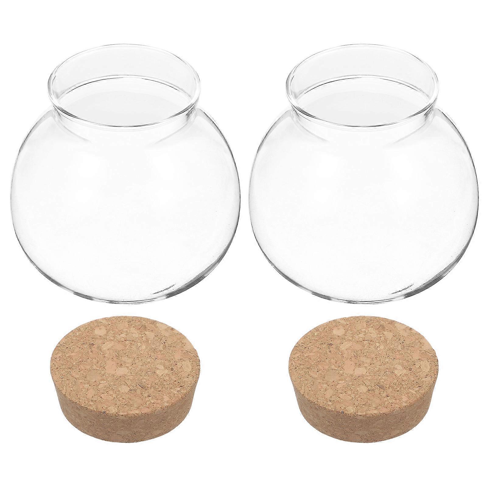6 Pcs Airtight Spherical Glass Jar With Cork Lid Ideal For Home Use Freshness Preservation Food Containers Multifunctional