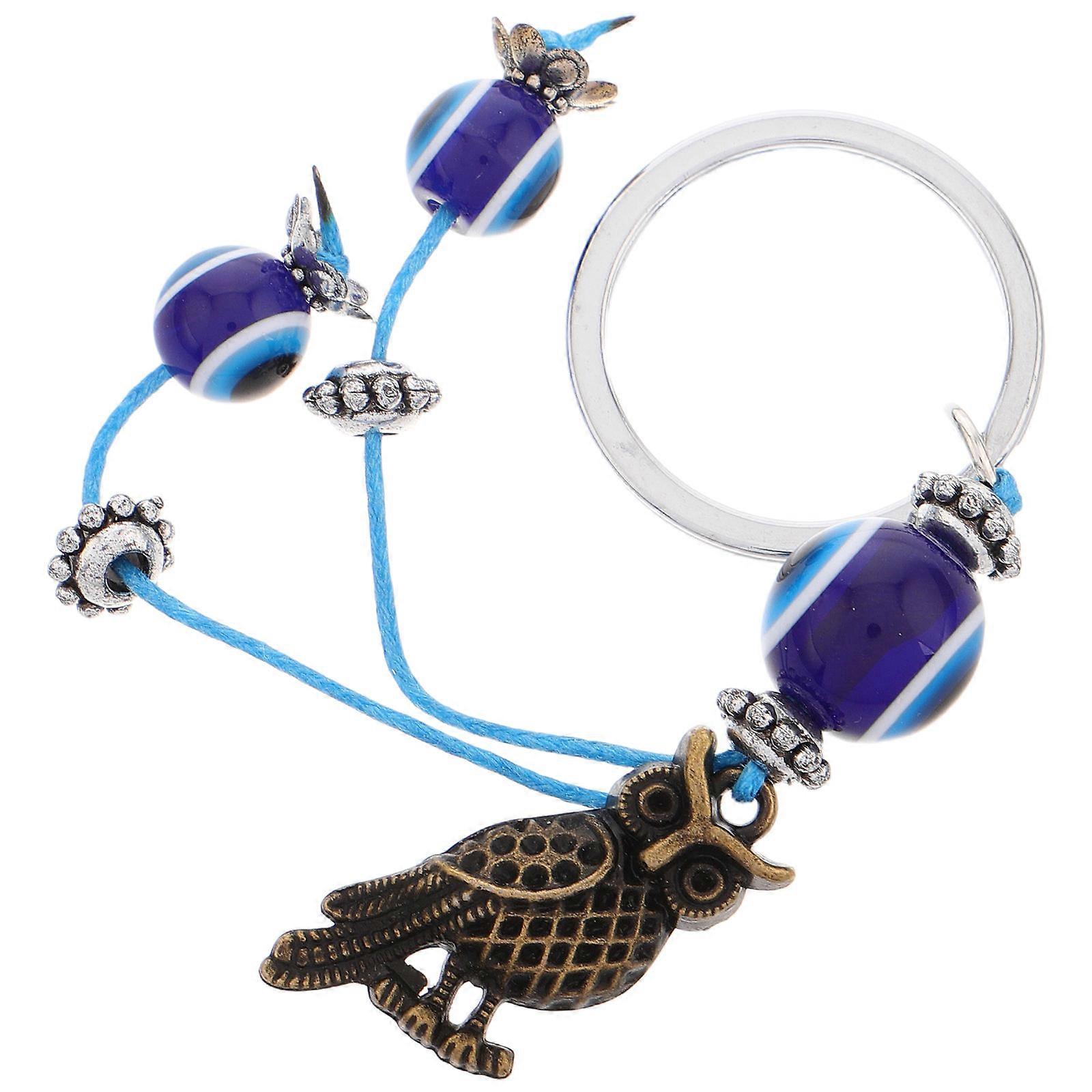 Owl Keychain Blue Evil Eye Bag Charm for Key 5Pcs Metal Set