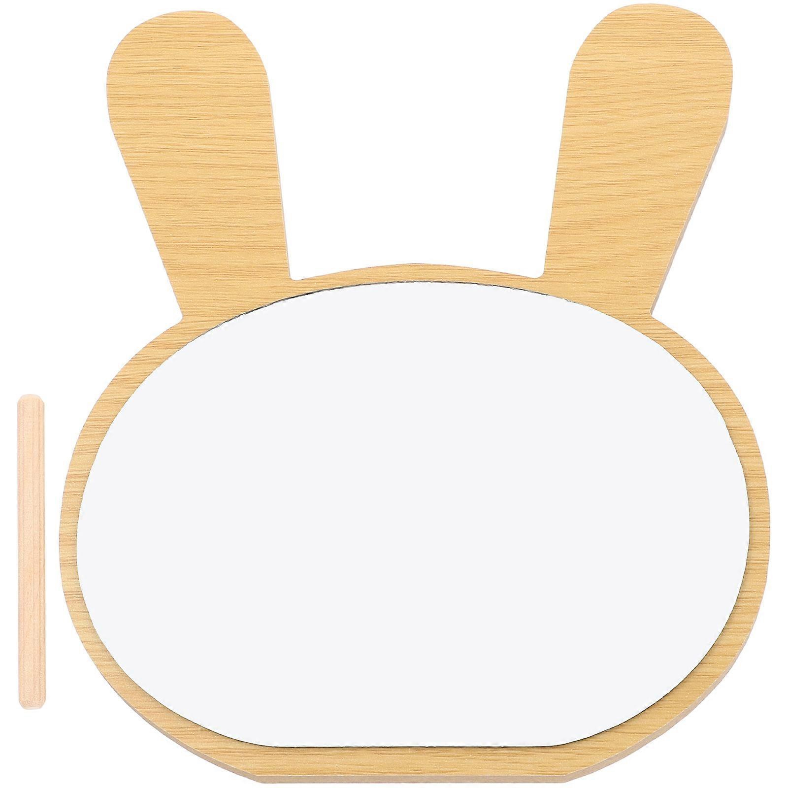 Light Brown Desktop Makeup Mirror for Daily Use 4Pcs Wooden Mirror