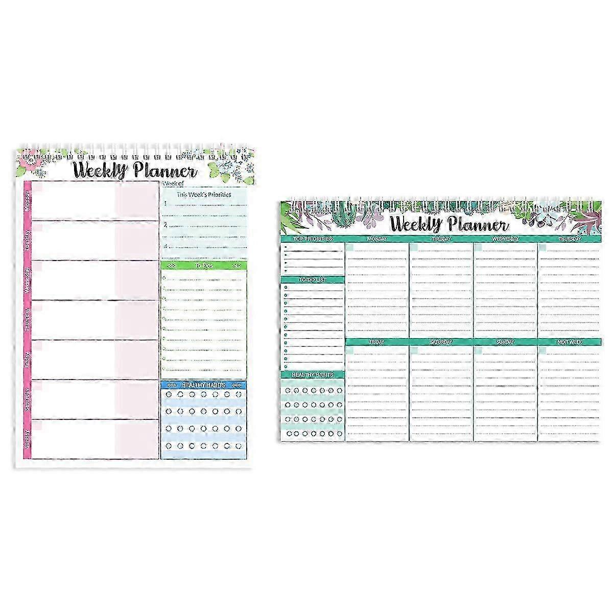 2025 2 Weekly Planner Notepad, Planning Pad with Daily Schedule, Undated Weekly To Do List Notepad PCS