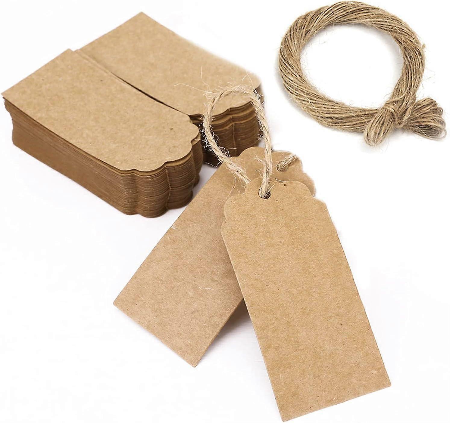 Kraft paper tags, 200 pcs brown labels + 200 pcs string gift tags dxghc
