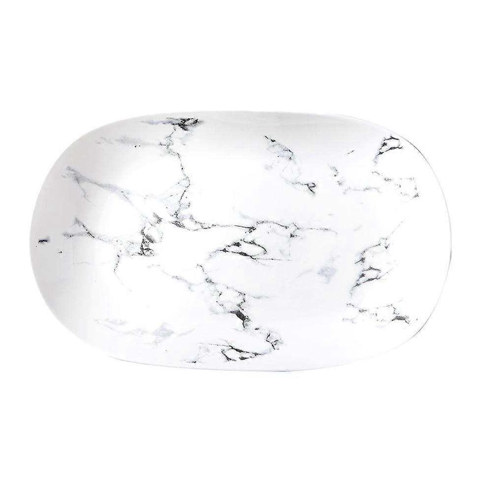 Marble Pattern Dishware Ceramic Tableware Home Breakfast Plate Dish Fish Plate Oval Modern Elegant 1Pack