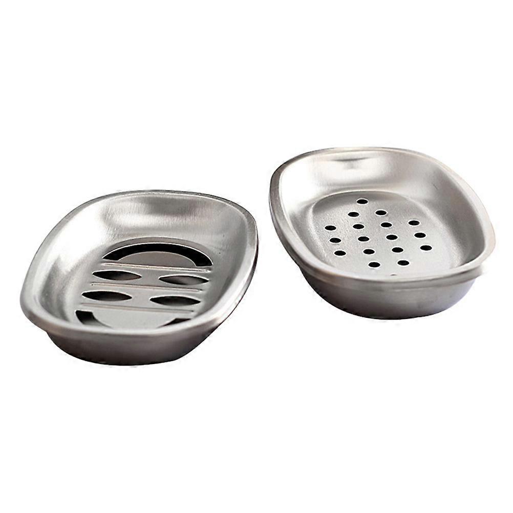 Soap Dish Stainless Steel Double Layer Draining Bathroom Shower Kitchen Oval 2Pack