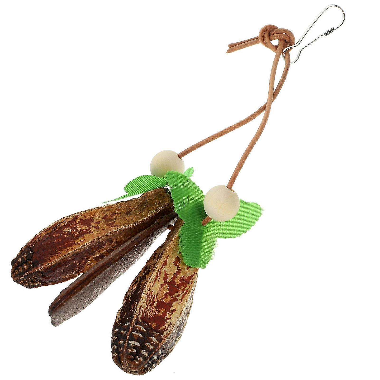 Wooden Hanging Parrot Foraging Toy Coffee Bite-Resistant Bird Toy Chew-Sound Fun for Pets