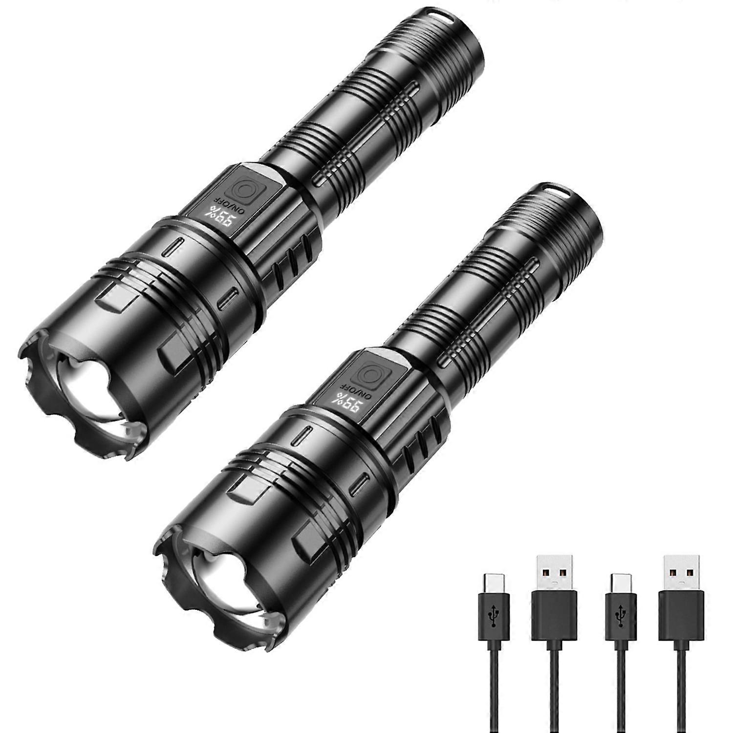 1200LM Powerbank Flashlight 5 Light Modes Type C USB Charging LED Super Bright Flashlight with Power Display for Outdoor Fishing Emergency