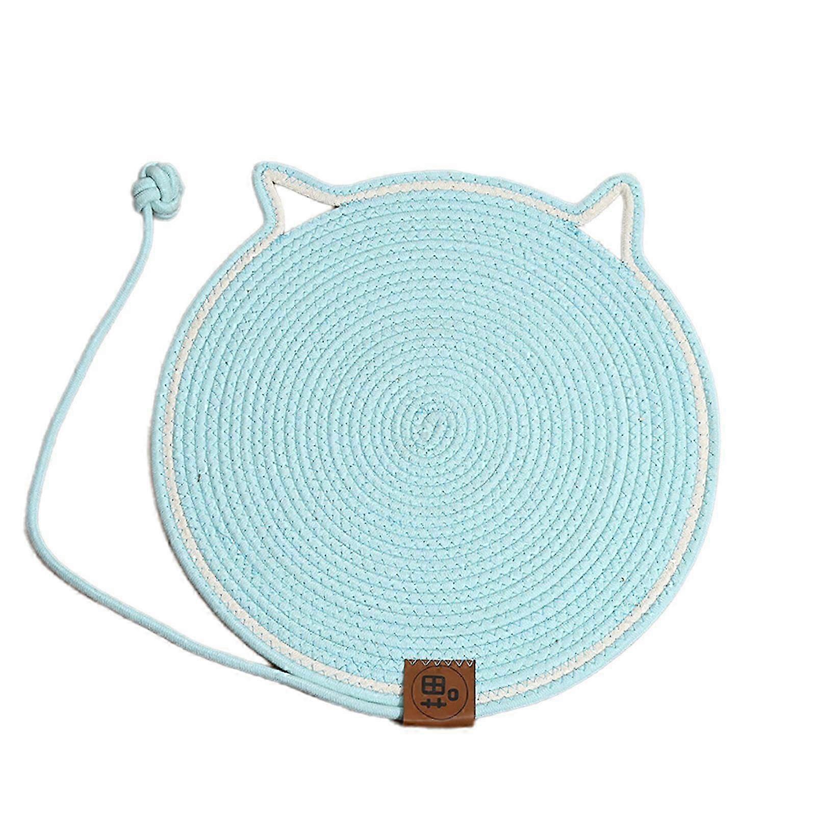 Double Side Cats Scratcher Pad Lovely Weaving Round Cats Scratching Pad for Cats of Various Size Blue S 26s