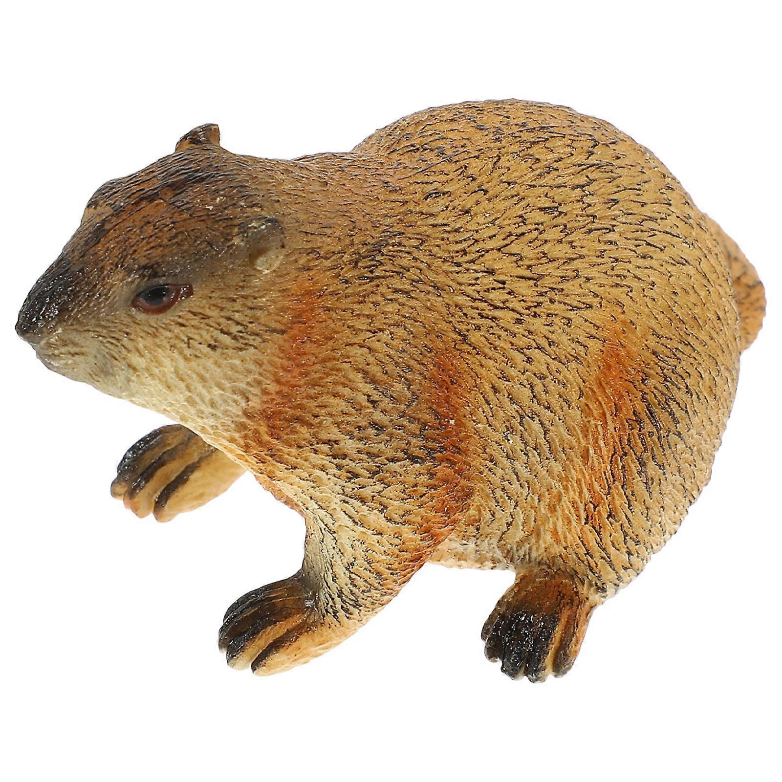 Simulation Groundhog Figurine for Decoration 2Pcs Multi Color Plastic Model