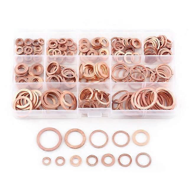 Copper Washer Gasket Set 280 Pcs Assorted M5M20 Flat Ring Seals Kit With Box For Hardware Accessories