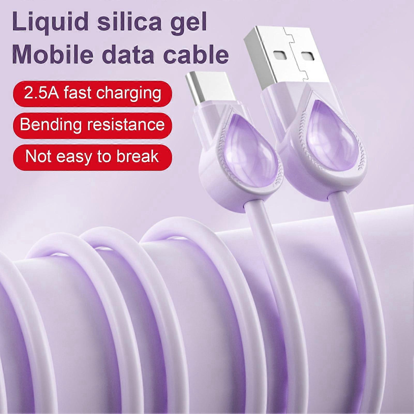 SUSUchens Data Cable 2-in-1 DC5V 2.5A Type-C Data Transmission Fast Charger Cord Wire for Android Mobile Phone