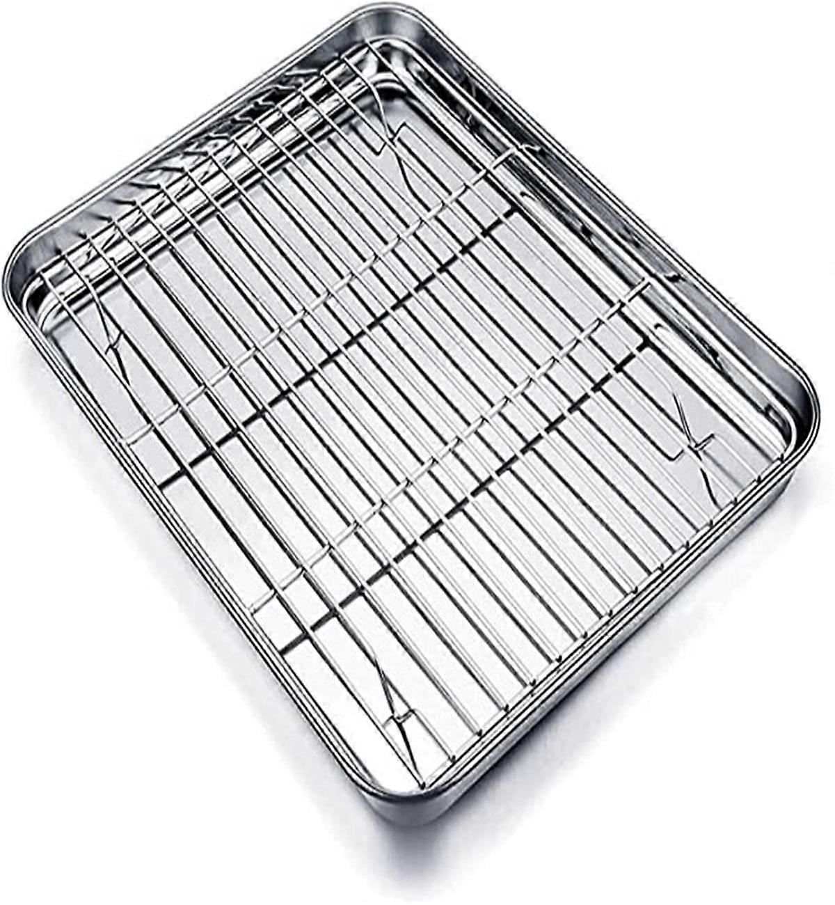 Plaque de cuisson Casewin en acier inoxydable avec grille, plaque à biscuits pour four, plateau à rebords avec grille de refroidissement pour rôtir le bacon et le steak - Compatible lave-vaisselle