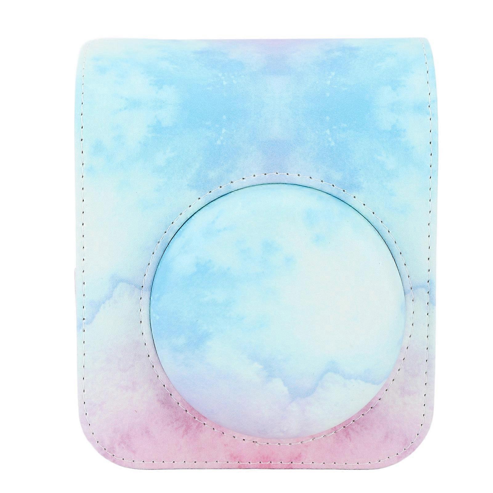 Mini Instant Camera Protective Bag PU Camera Case With Adjustable Shoulder Strap For Fujifilm Instax Mini 12 Camera Blue Pink 