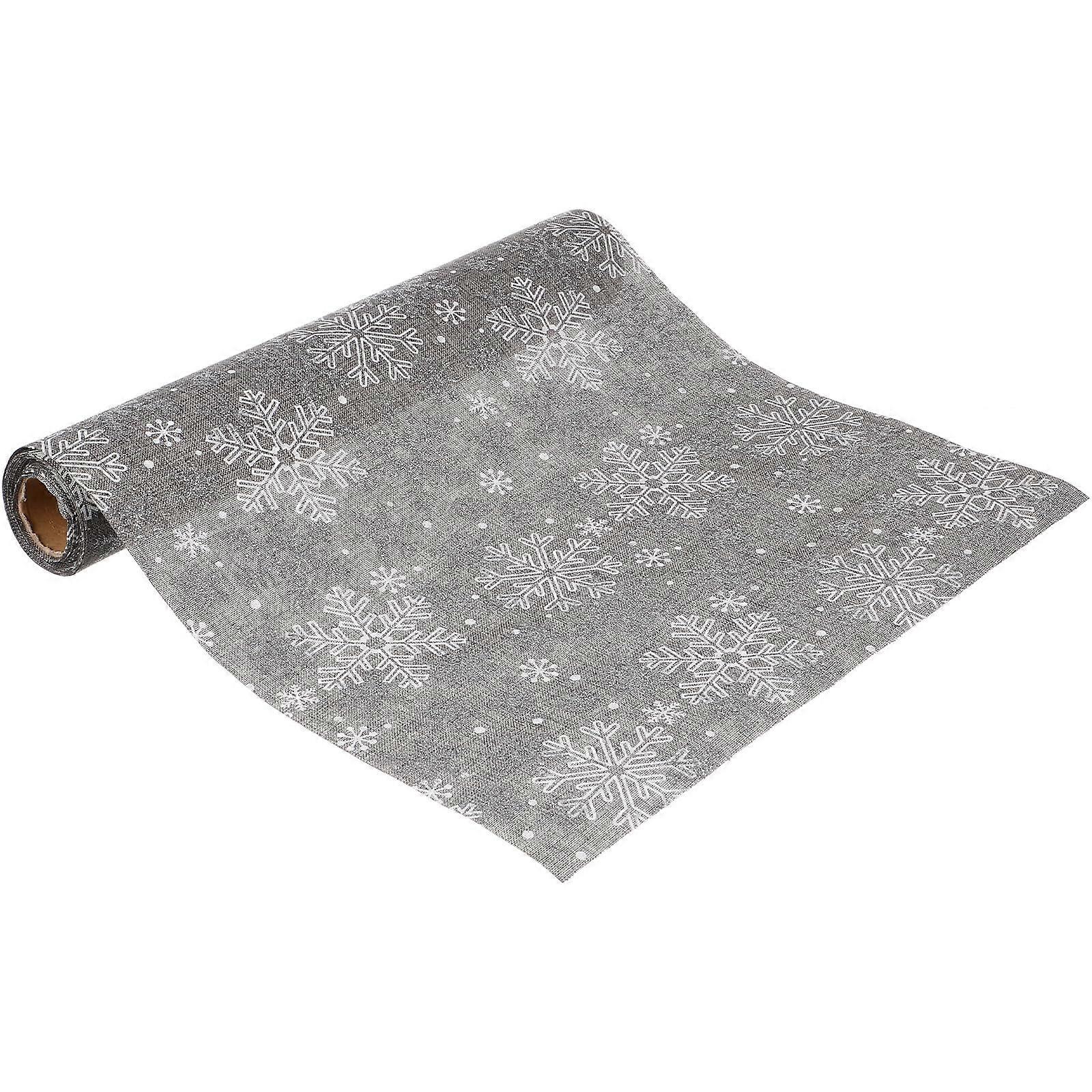 Snowflakes Grey Christmas Table Runner, 28.5 X 5.5 Inches, Grey Snowflake Pattern, Winter Seasonal Table Decor