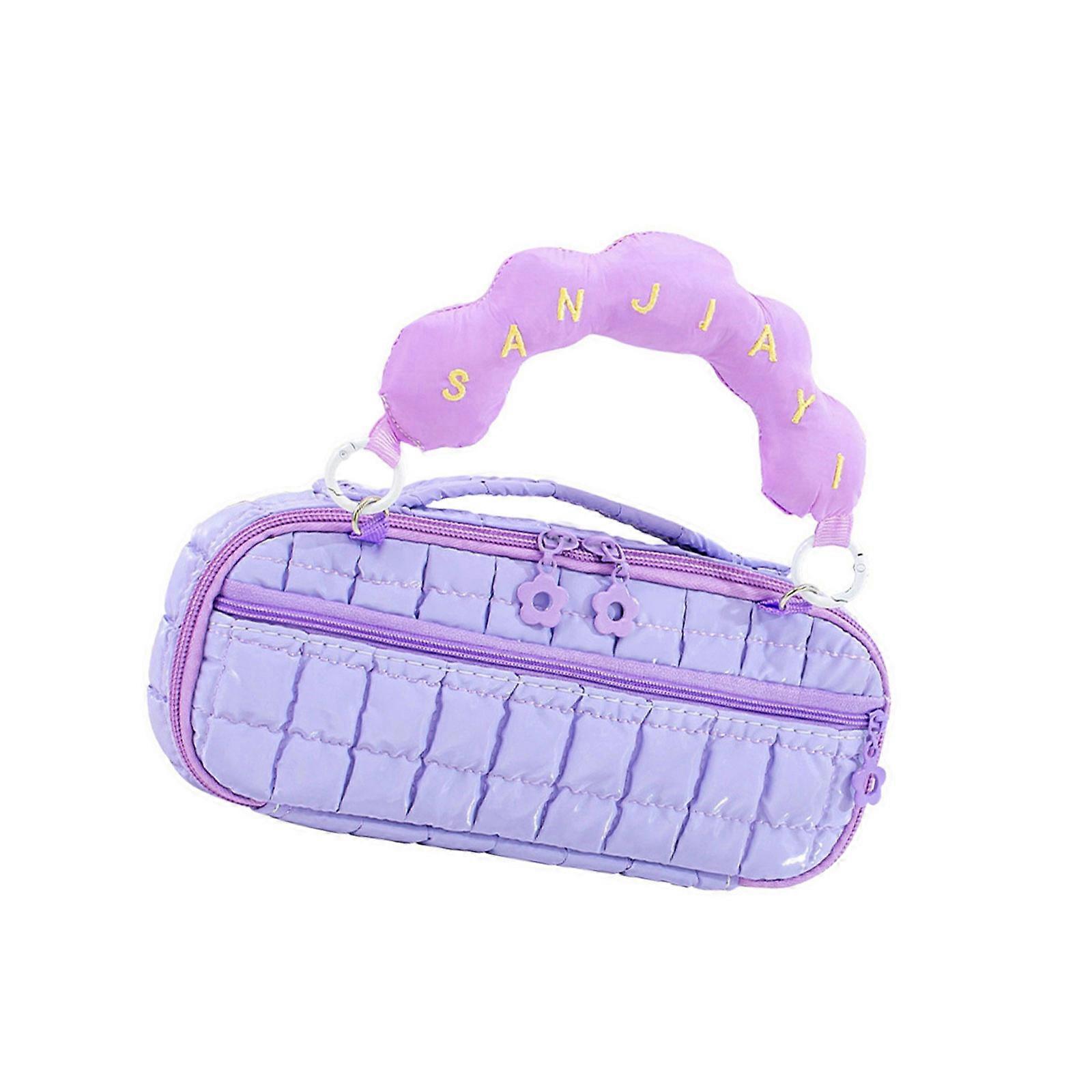 Soft Cloud Patterned Storage Bag Compact Portable Design  Purple