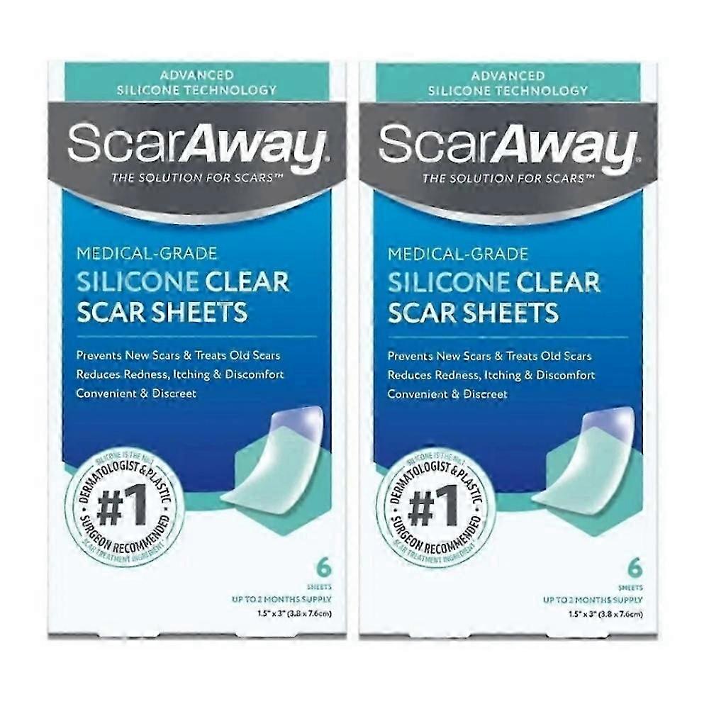 ScarAway Advanced Clear Silicone Scar Sheets, White, 6 count
