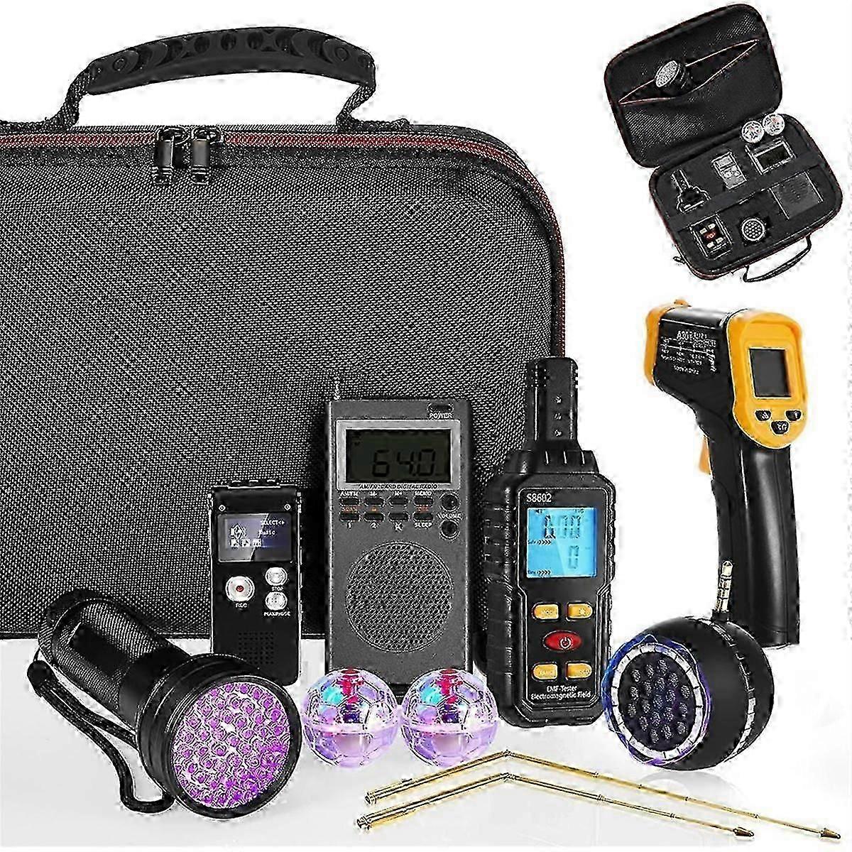 9 Pcs Equipment Kit With Emf Meter Voice Recorders Flashlight For Paranormal Investigation And Ghost Hunting