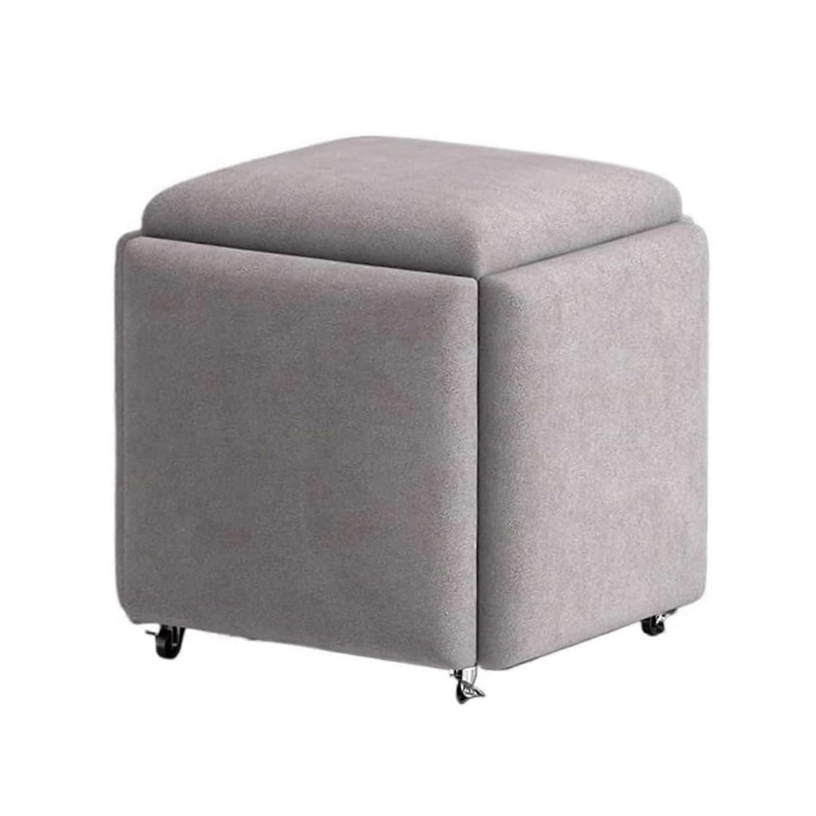 Movable Sofa Stool - 5 in 1 Stackable Seating Cube with Swivel Casters, Padded Seat for Living Room and Dressing Use