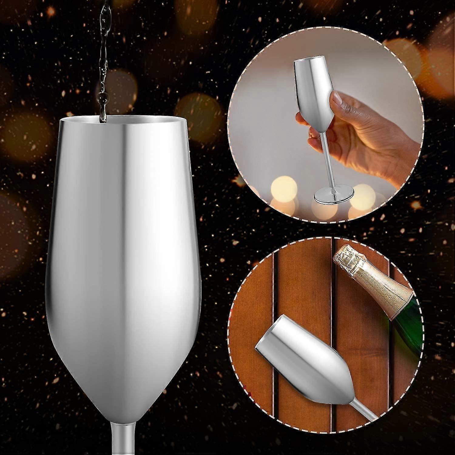 2 stk champagne fløyter rustfritt stål 200ml vinglass