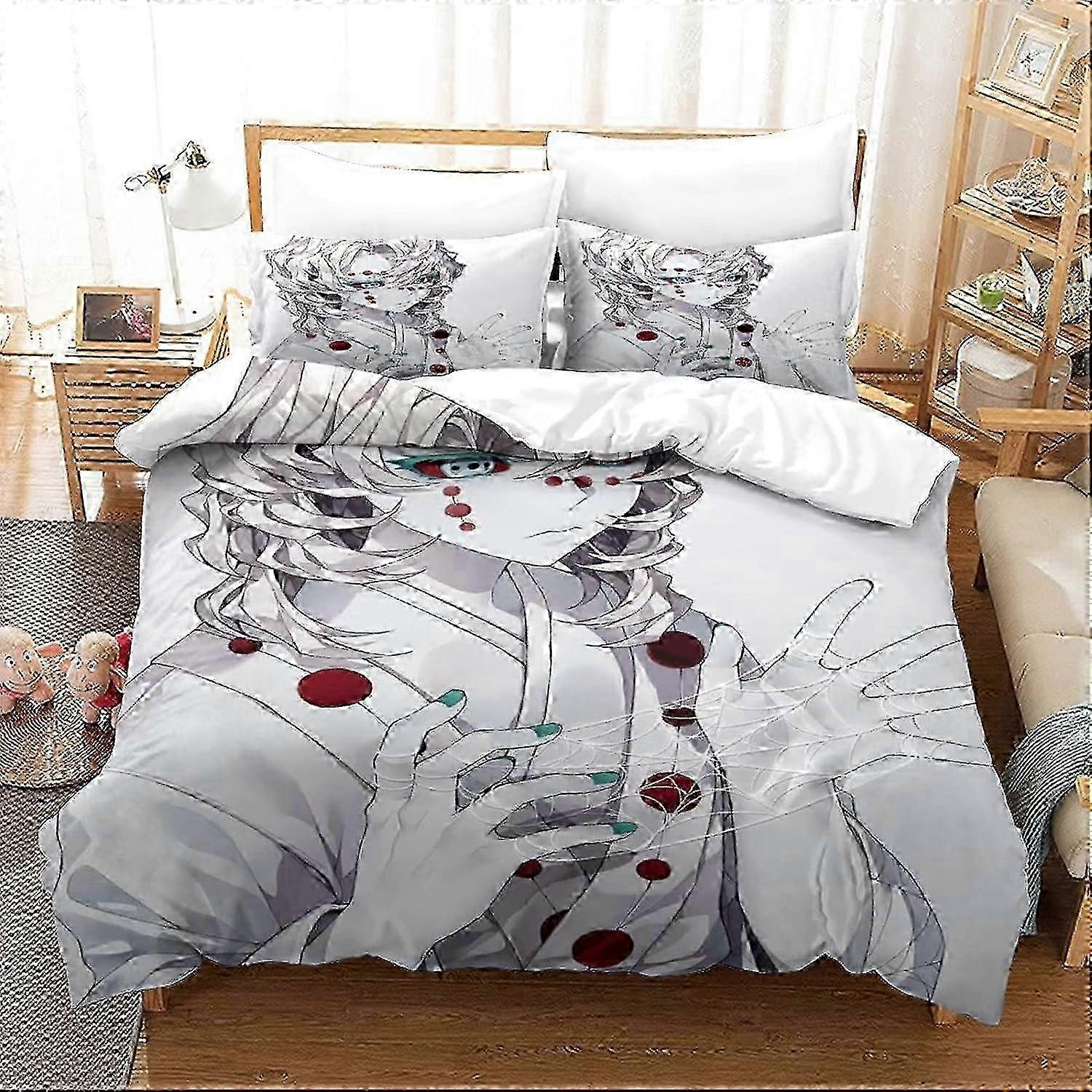 Ghost Slayer Conjunto de Roupa de Cama Infantil - Padrão dos desenhos animados - Capa de edredom macia e respirável e capa de colcha 135 * 200 CM