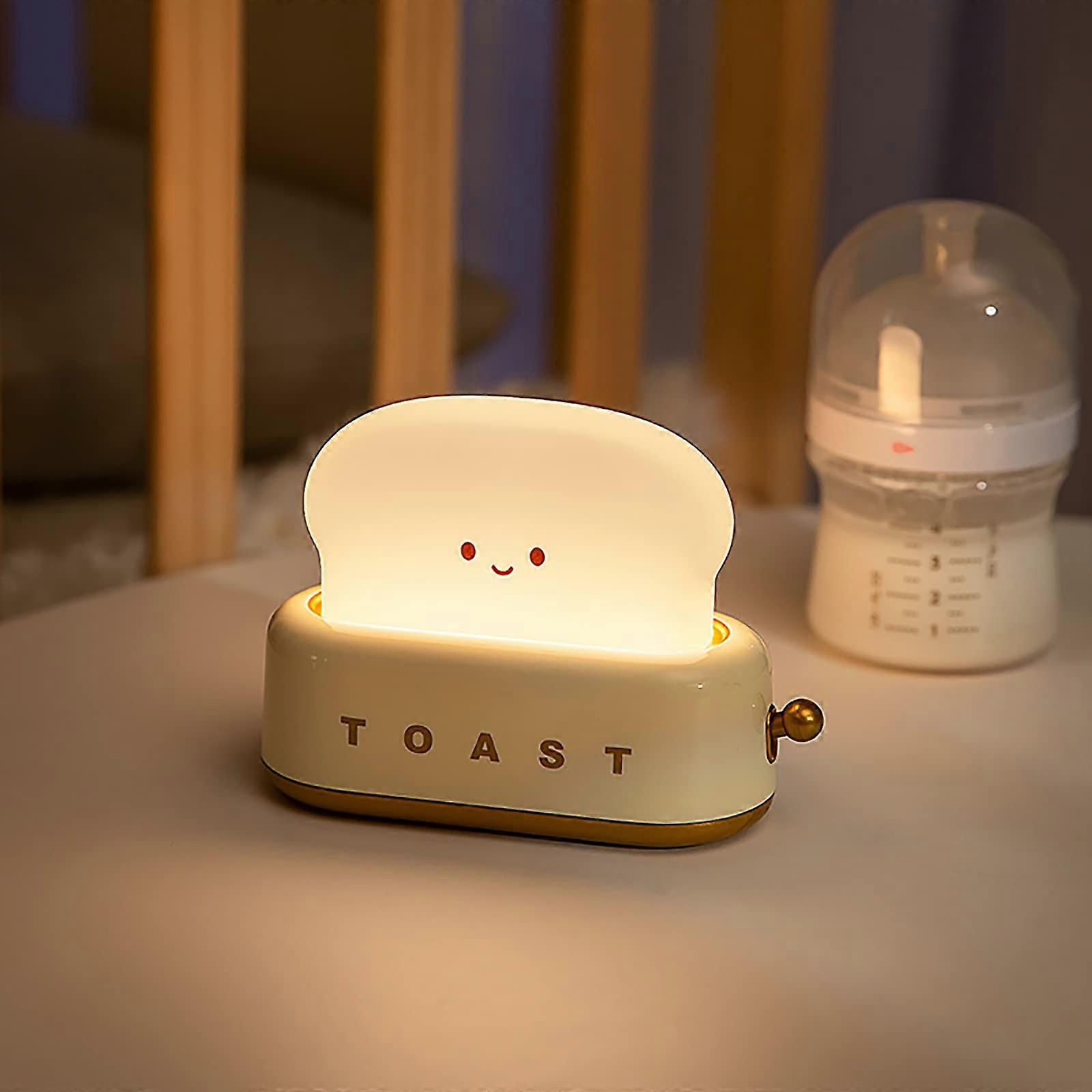 Bread Toast Night Light Dimmable Rechargeable Desk Lamp With Timer Portable Bedside Sleep Lamp Dorm Room Decor Yellow
