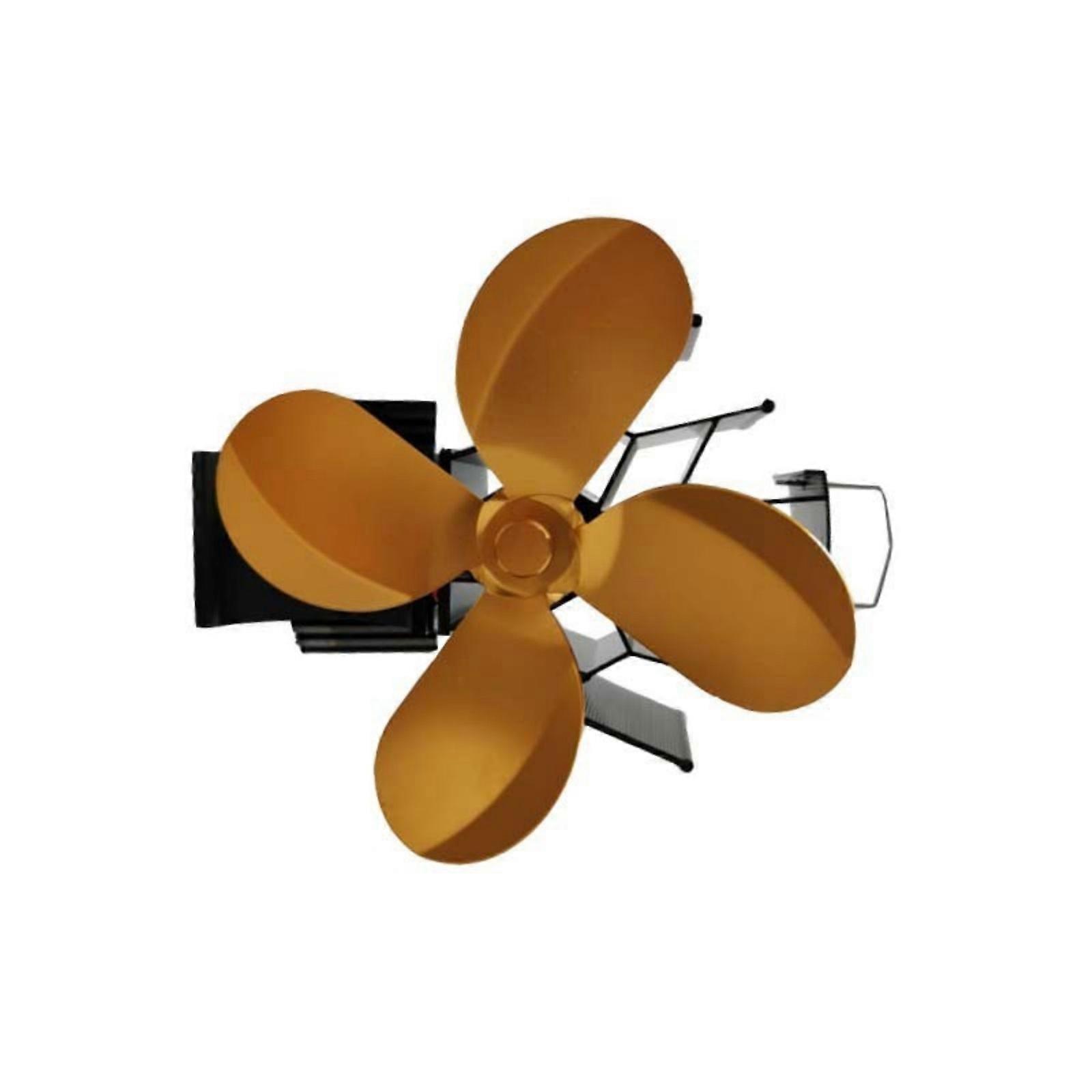 Temperature Sensitive Fireplaces Circulations Fan 350℃ Resistant Aluminum Alloy Build Thermal Responsive Rotation  Yellow