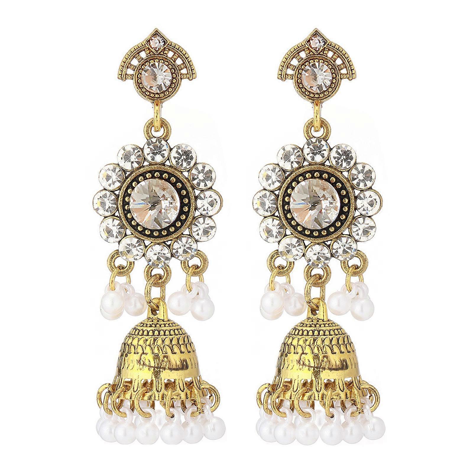Elegant Pearls Earrings With Diamonds Zircon Zinc Alloy Lightweight Design For Sensitive Ears Secure Twist Lock Backs  White