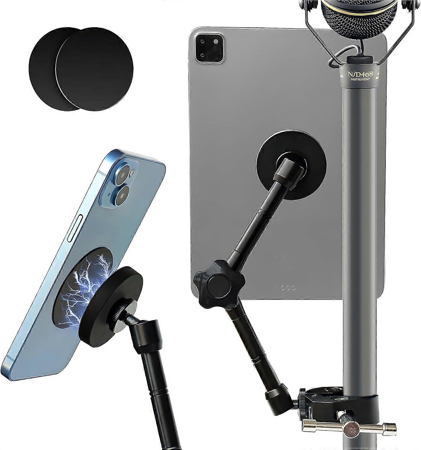 Magnetic Tablet Holder for Mic Stand, Full Metal Phone & compatible with iPad Music Stand, Compatible with All Models of compatible with iPad