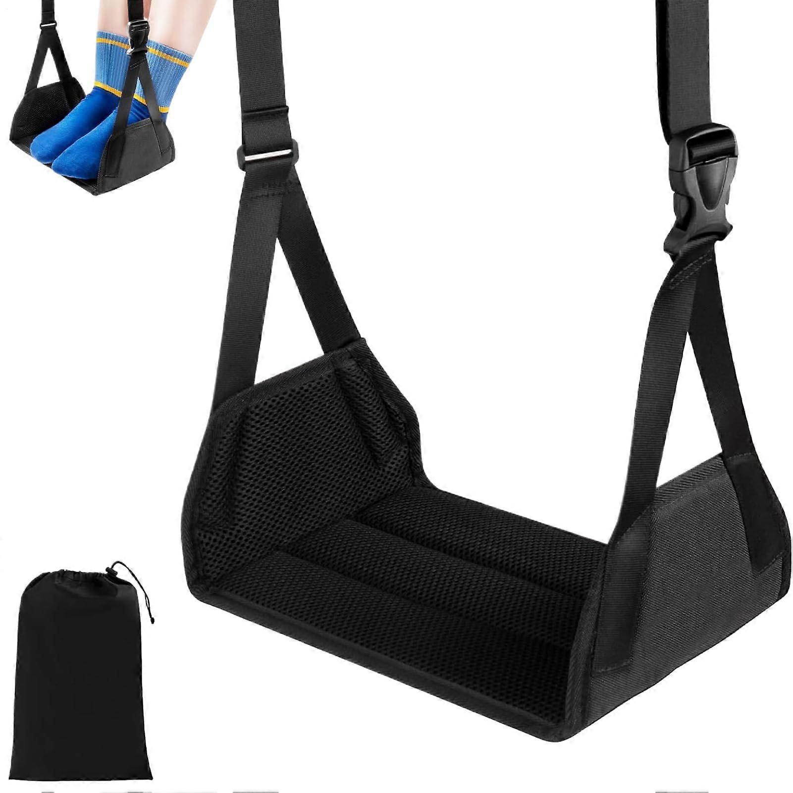 Airplane Foot Rest Hammock with Adjustable Strap for Ergonomic Comfort, Foldable Travel Accessory for Flights and Office
