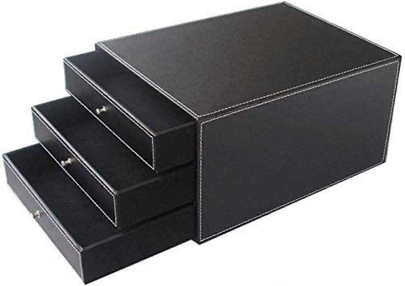 File Cabinet with 3 Drawers for Office Document Storage, Desktop Organizer in Black and Brown