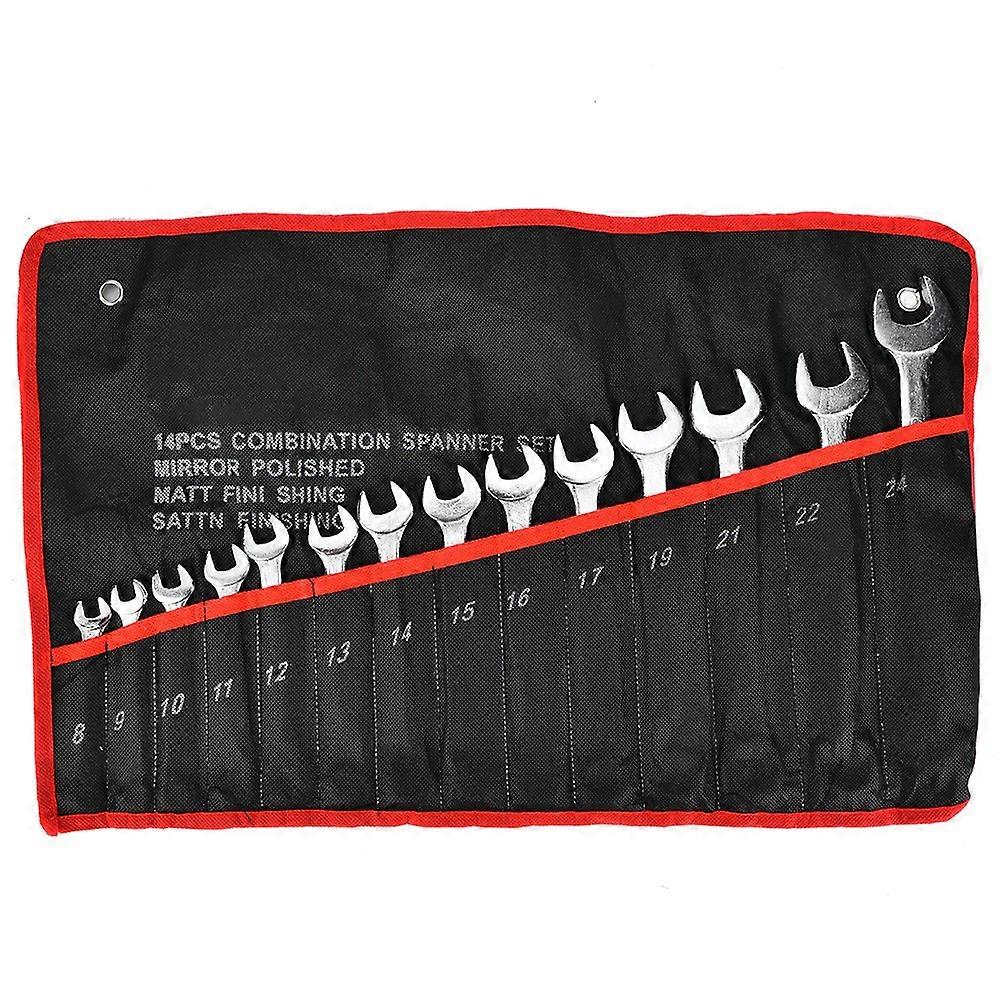 14pcs 8-24mm Combination Wrench Set Double Head Spanner Nut Driver Repair Tool Kit