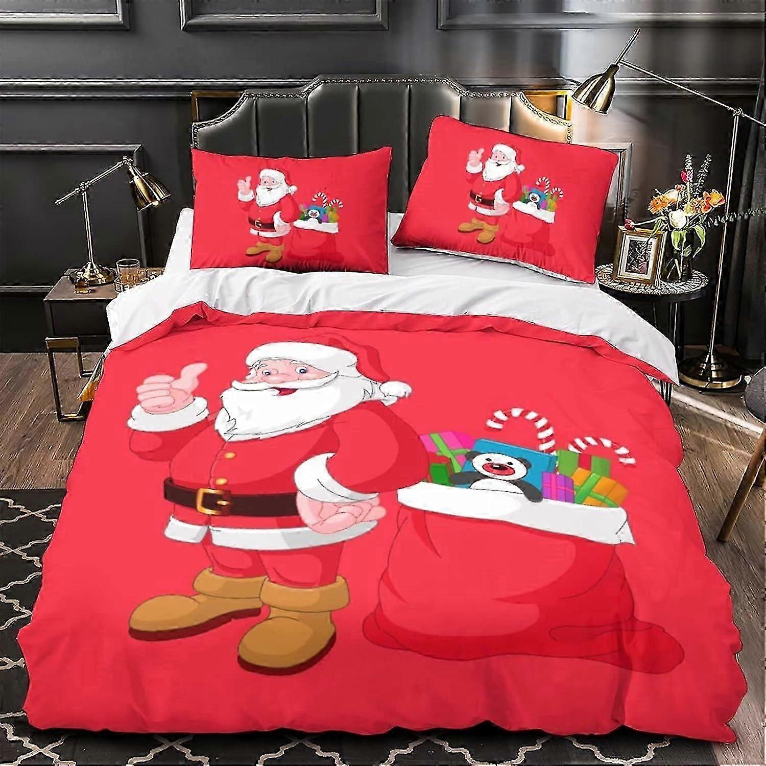 Conjunto de Capa de Edredom de Natal Conjunto de Capa de Edredom Impresso Presente de Natal D Peças de Capa de Colcha Fechamento de Zíper para Adolescentes e