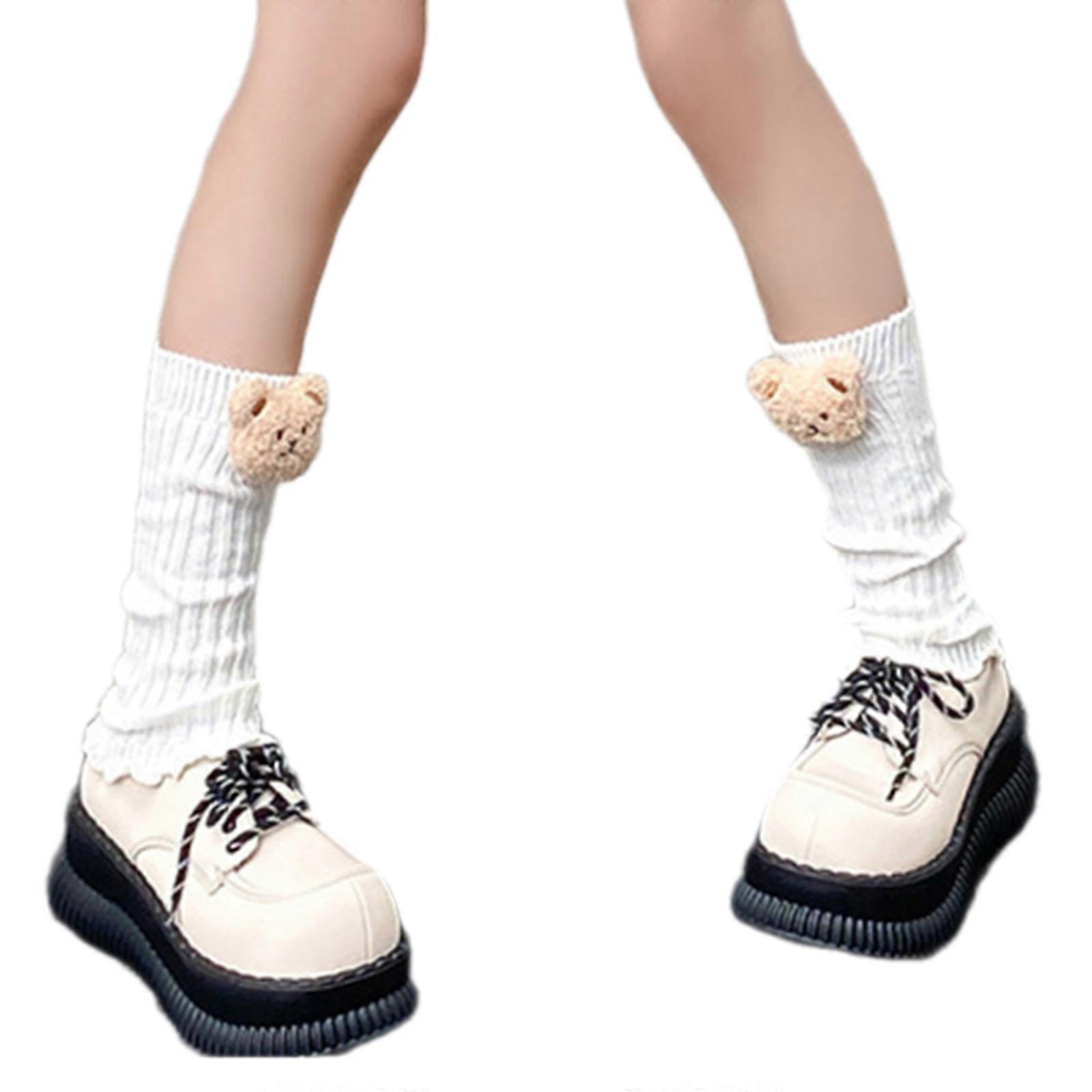 נשים יפנית מתוקה ילדה מצולעת לסרוג מחממי רגליים מתרחבים קריקטורה 3D קטיפה בעלי חיים בובות אתחול אזיקים קפלים קפלים עגל גרביים דוב