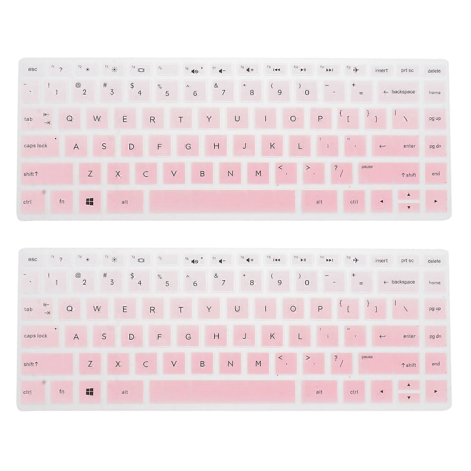 2pcs 14 Inches Computer Keyboard Cover Silicone Keyboard Protective Cover Compatible for HP14q-cs0001TX (Gradient Pink)