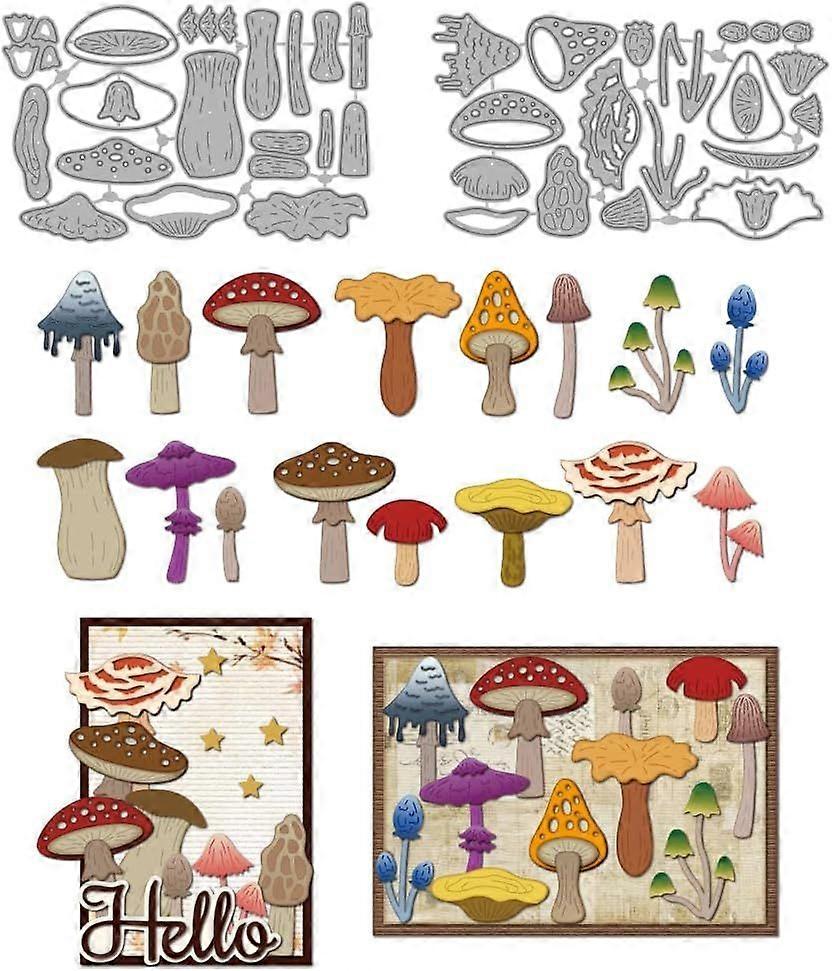 Mushroom Metal Cutting Dies Forest Tree Nature Frame Die Cuts Template Toadstool Fungus Matsutake Embossing Cutting Stencil for Card Making DIY Scrapb