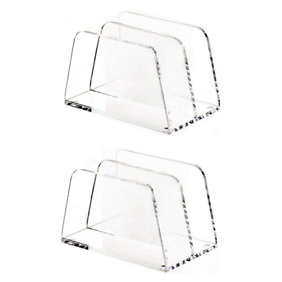 Acrylic Mail Letter File Holder Folder Organizer for Desk, 2 Sections Clear Countertop Small Docume