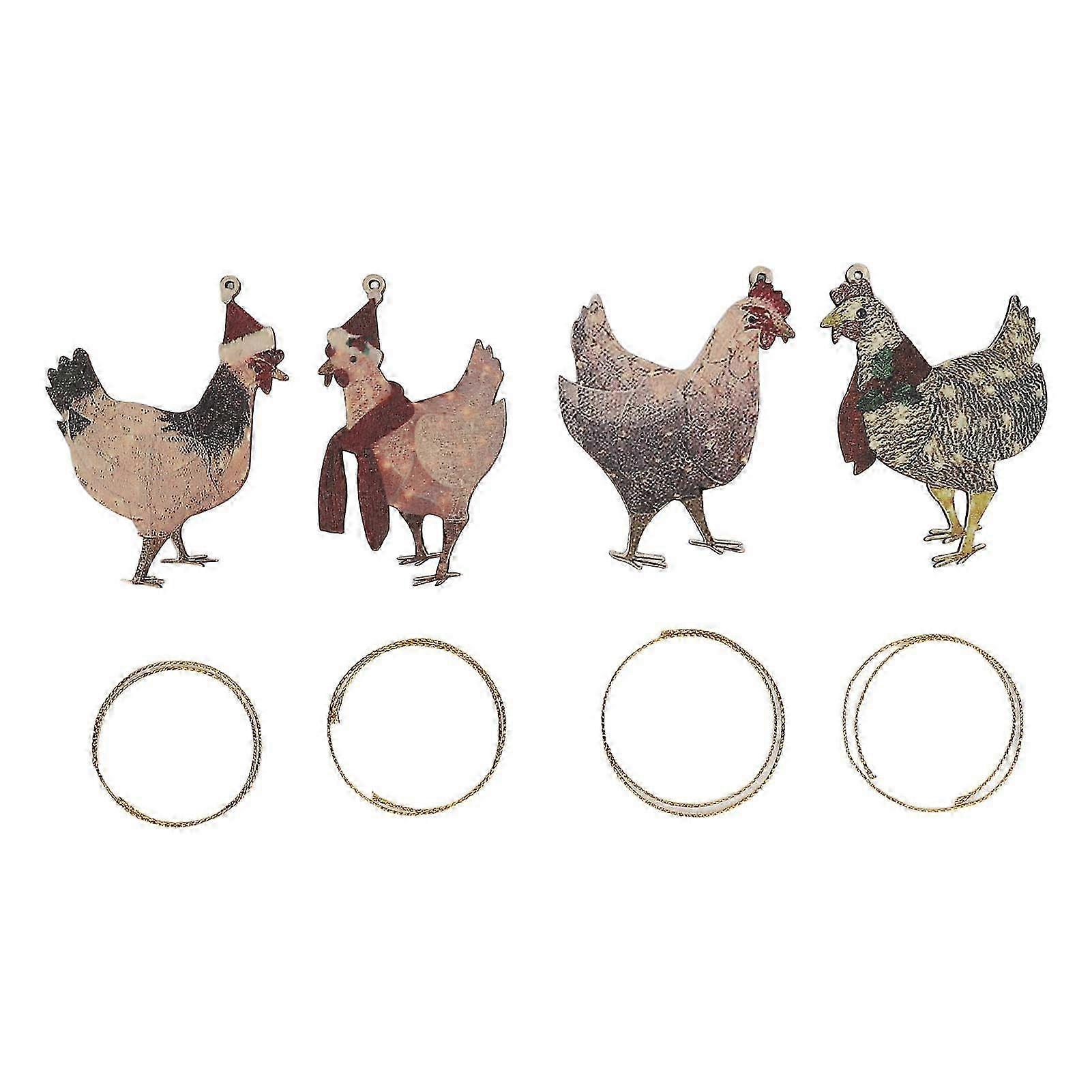 8ks Roztomilé Kuřecí Přívěsek Set Dřevěné Mládě Visí Ozdoby Pro Šperky Making Dekorace F26