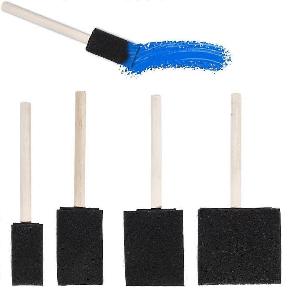 4Pcs 4 Styles Sponge Brush Black Sponge Brushes Foam Lightweight Durable Cleaning Paintbrushes Set with Wood Handle for Staining Varnishes DIY Arts Cr