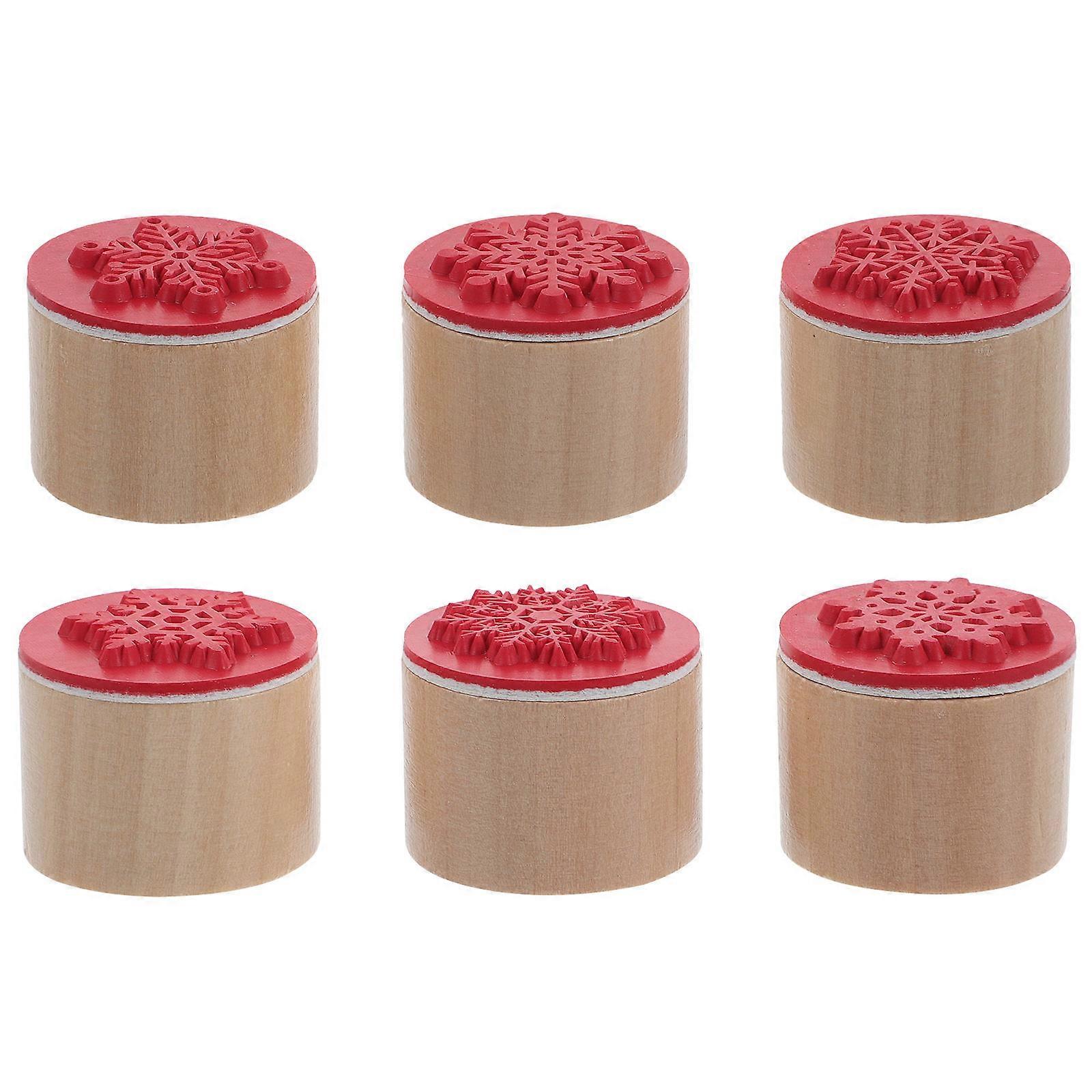 Wooden Printing Blocks Snowflake Stamp for Crafts 6Pcs for Crafting