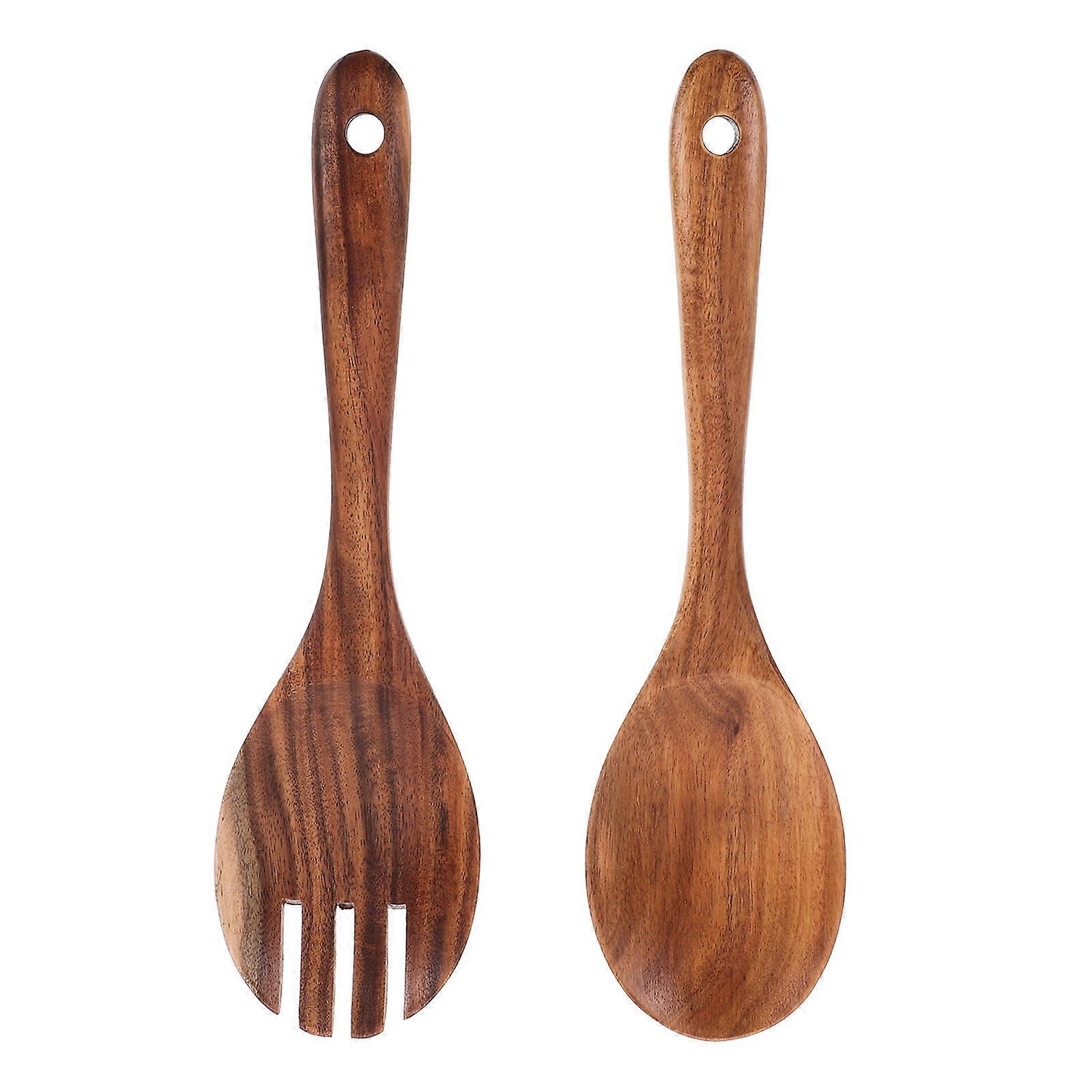 Wooden Salad Fork and Spoon Set for Mixing and Serving 1Set