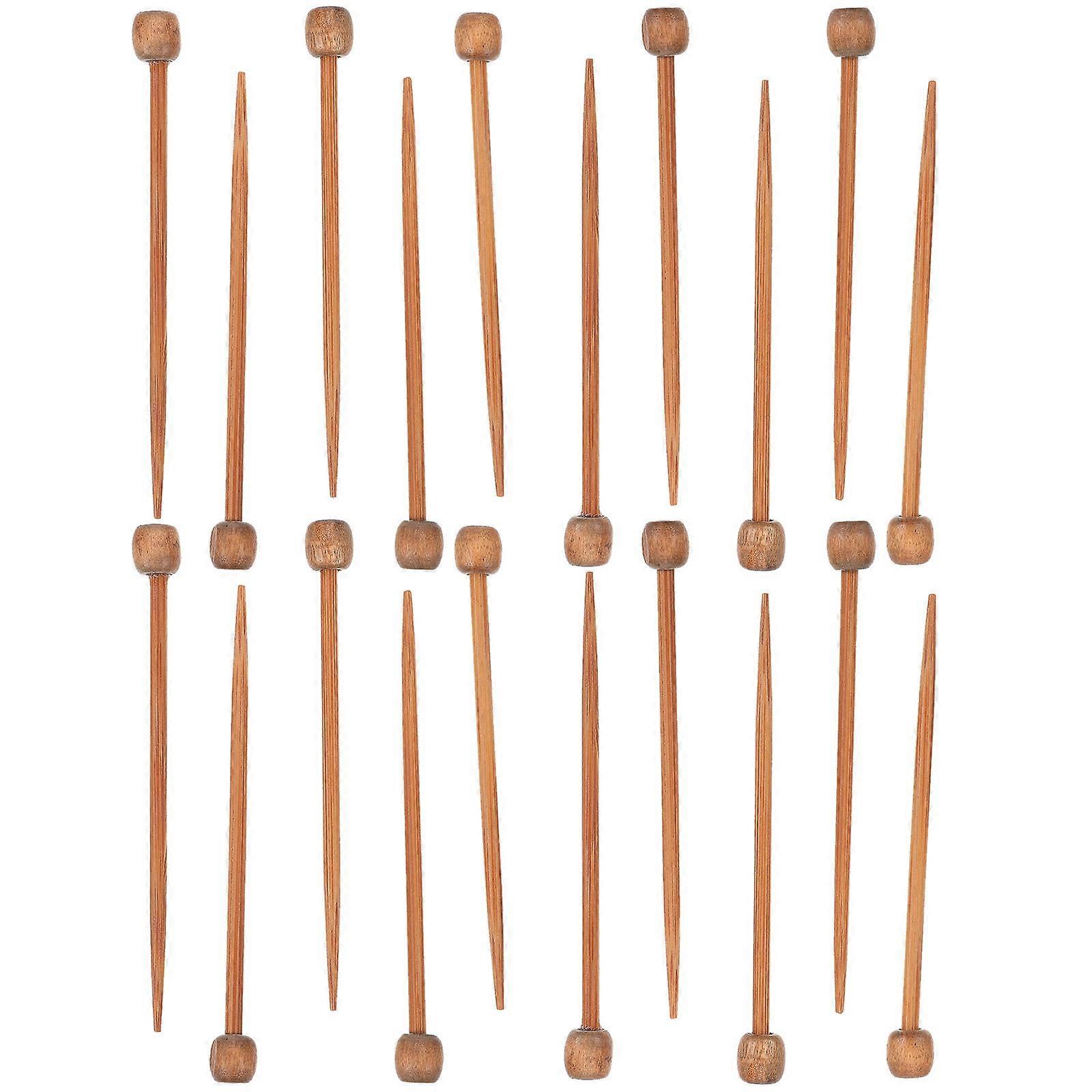 Mini Knitting Needles Brooch Knitting Material Hand-Knitting Projects Coffee Color Round Shape 20Pack