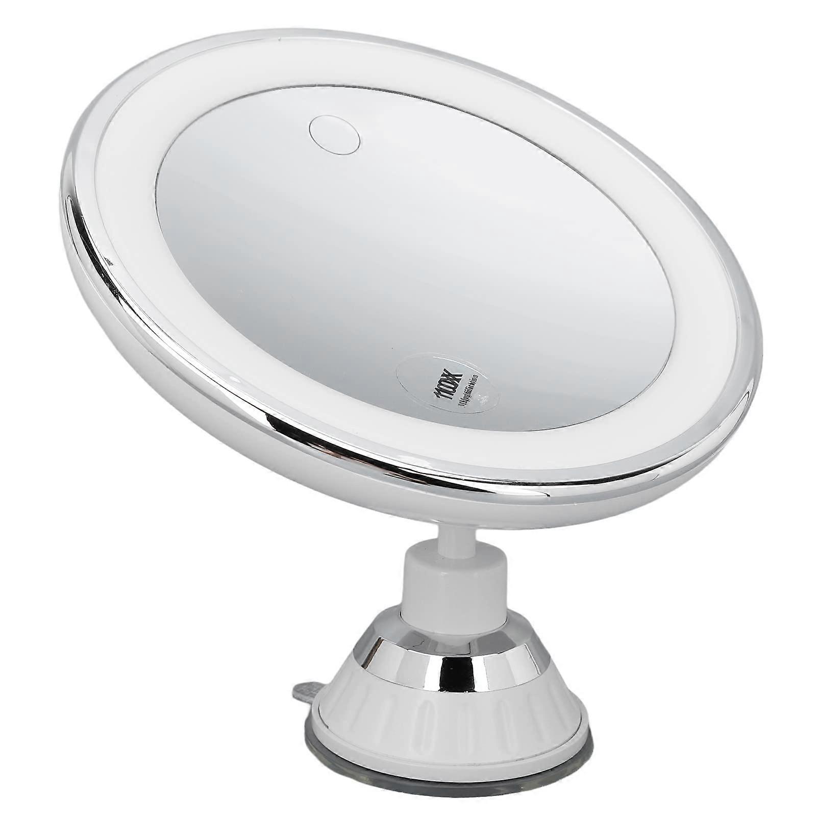 10X Magnifying Lighted Makeup Mirror with Suction, 360° Rotation, Adjustable Brightness for Bathroom and Travel
