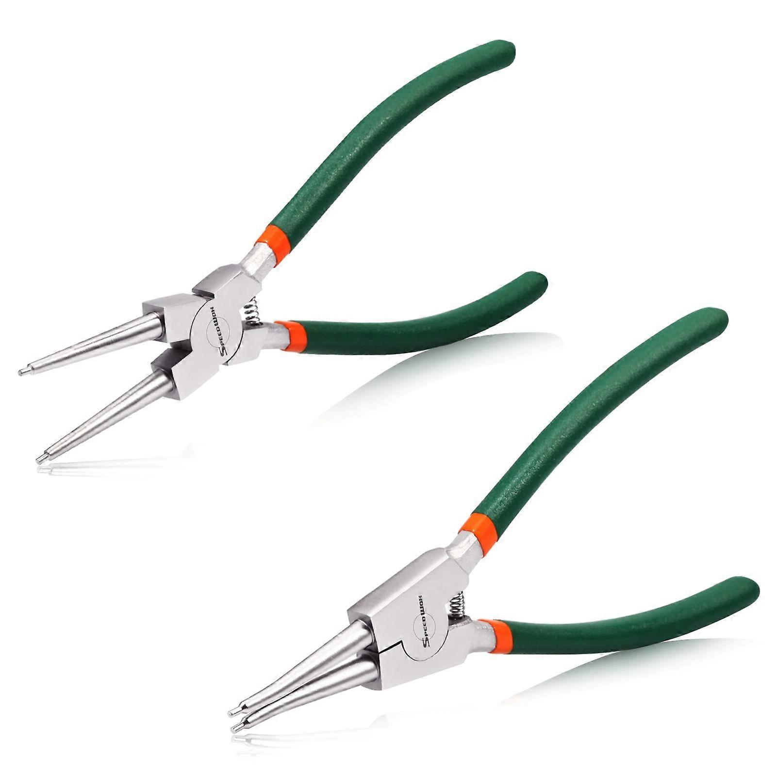 2 Pcs Snap Ring Pliers Set 9 Inch Internal External Circlip Kit Straight Jaw AntiSlip Grip
