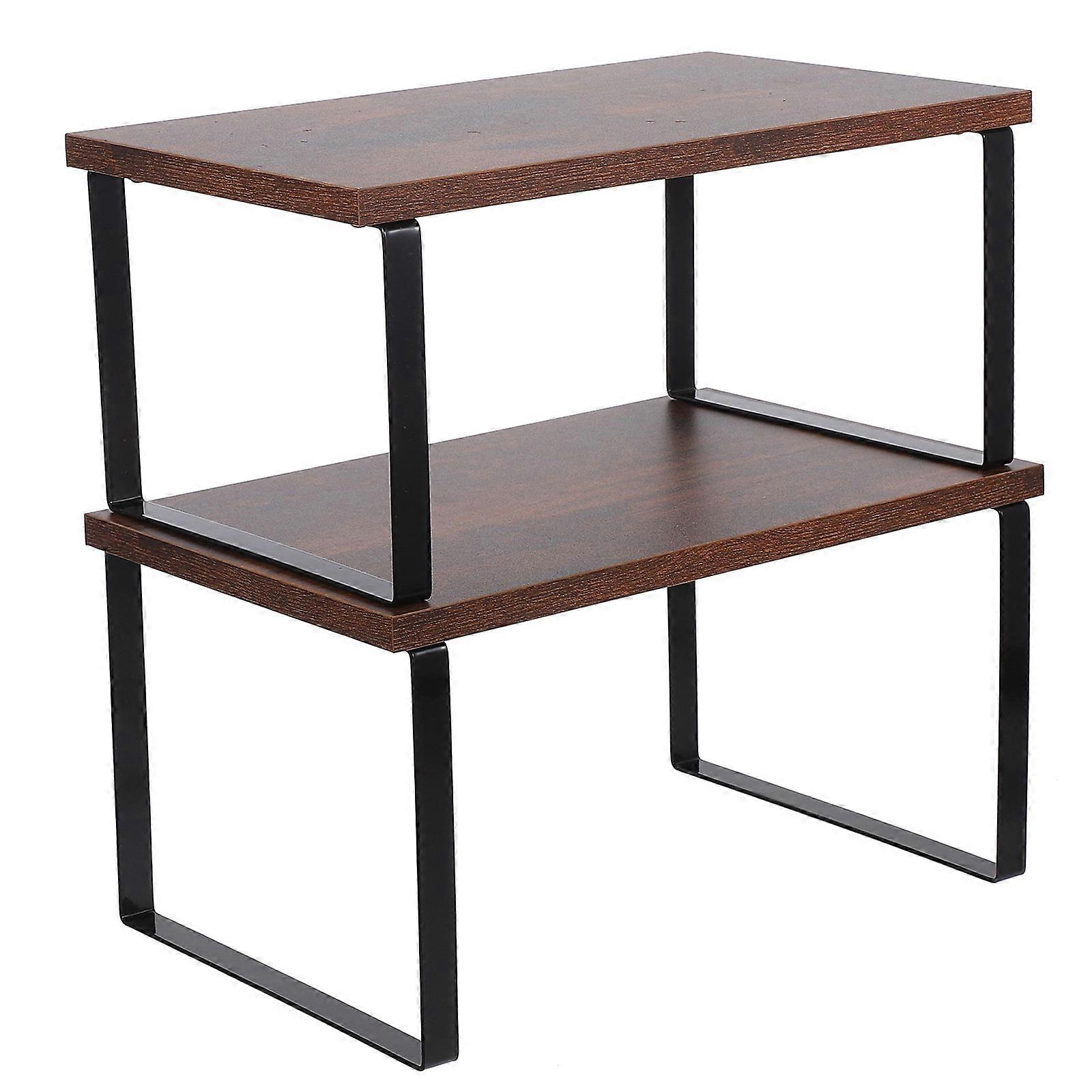 Desktop Organizer Kitchen Shelf for 2Pcs Wood Spice Shelves Stackable